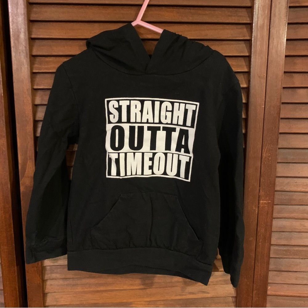 Black Straight Outta Timeout Long Sleeve Hooded Tee